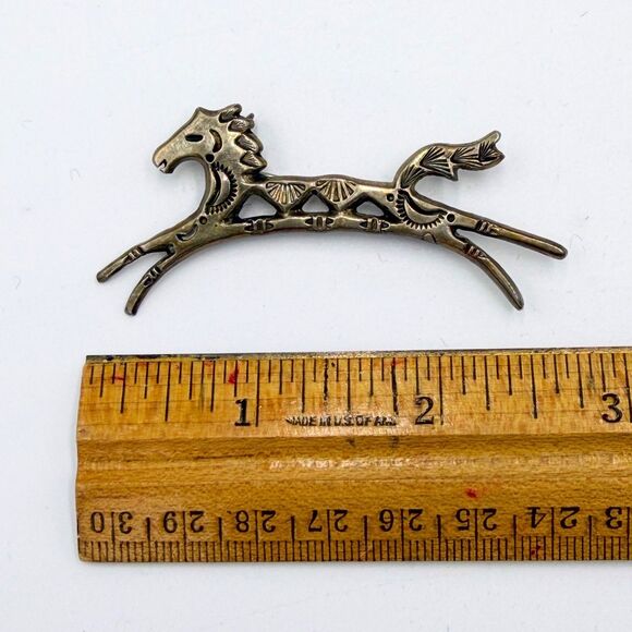 Vintage Sterling Silver Horse Brooch Pin Signed AJW Arrow Southwestern Artisan - Picture 10 of 10